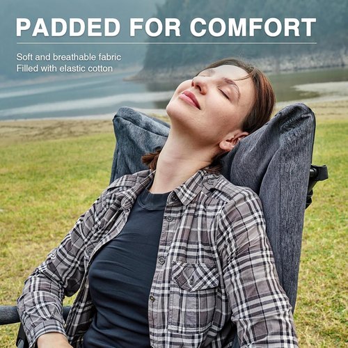 Ever Advanced Oversized Folding Rocking Camping Chair - Padded Portable Rocker for Outdoors | Supports 400lbs, Grey
