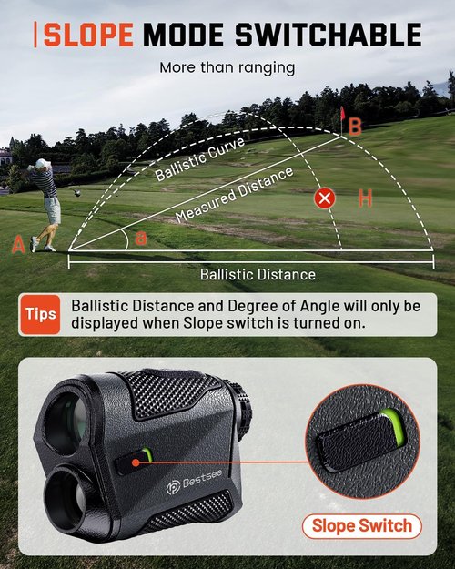 Bestsee Golf Rangefinder - High-Precision 1500 Yards Laser Finder with Slope, 7X Magnification & USB-C Rechargeable