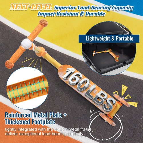 3 Wheel Scooter for Kids Ages 3-6, LED Light-Up Kids Kick Scooter–Adjustable Height, Durable Metal Construction, Anti-Slip Deck, Rubber Handles for Outdoor Activities,Child Safety Certified