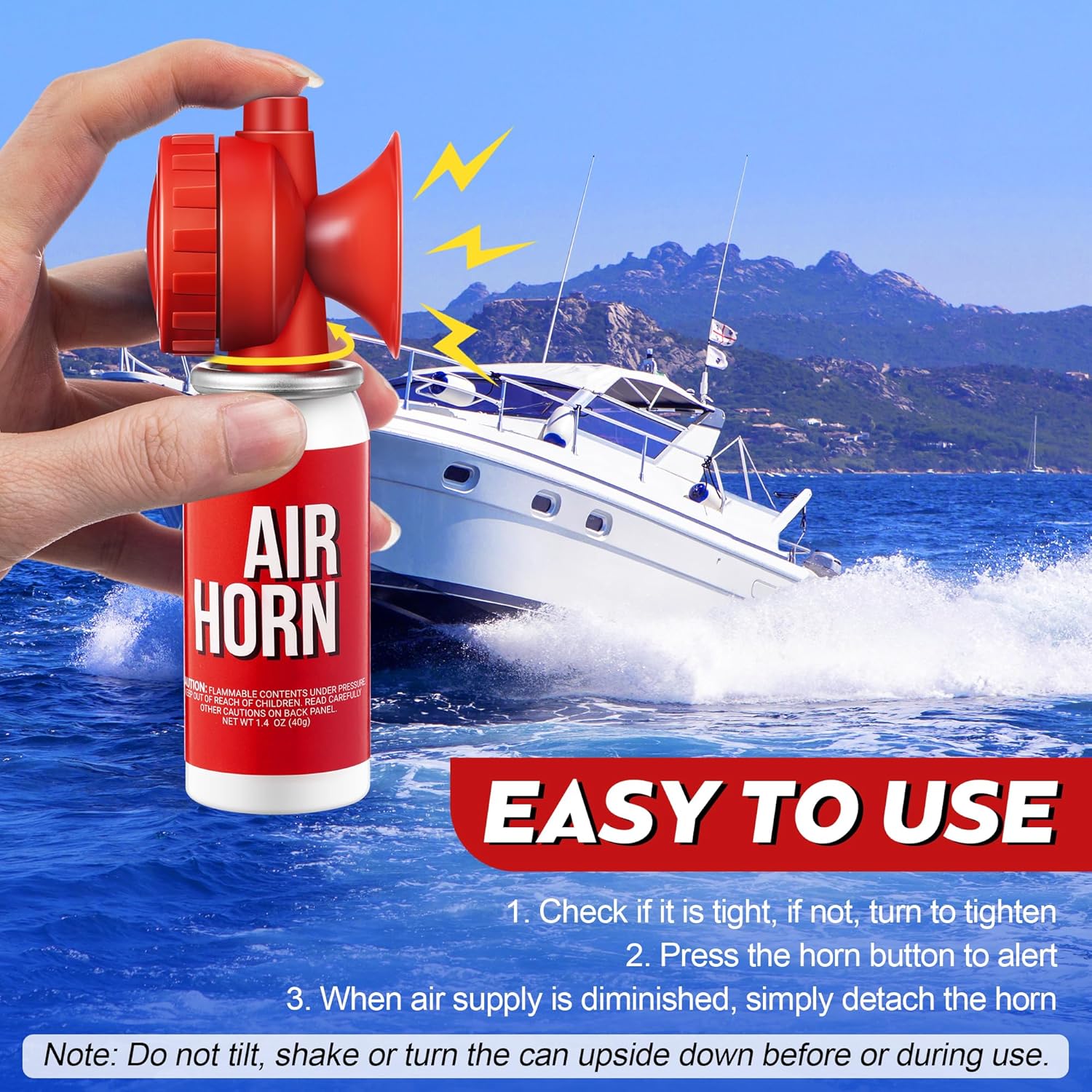 Saillong 1.4oz Marine Air Horn - Loud Safety Signal for Boats & Sporting Events | Compact Emergency Use