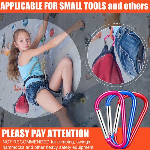 Shimeyao 180 Pcs 1.8" Small Aluminum Clip Keychain Buckle Clip Bulk Mini Aluminum D Ring Shape Small Lock Spring Snap Hook(Multicolor)