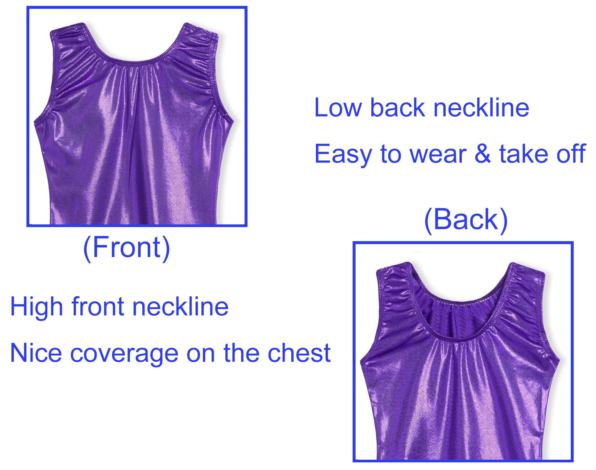 Domusgo Leotard for Girls Gymnastics Size 6-7 Years Old One Piece Solid Purple Biketard with Shorts