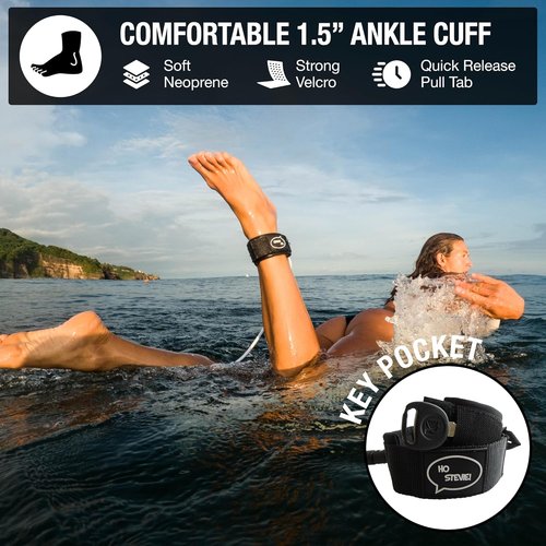 Ho Stevie! Premium Surf Leash - Tangle-Free, Lightweight 1/4" Cord - Feels Like Surfing Leashless - 6/7/8/9 Feet