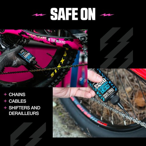 Muc-Off Chain Wet Lube 120ml - Biodegradable Bicycle Lubricant | Reduces Friction & Extends Chain Life | Wax-Based Water Repellent for MTB & Road Bikes