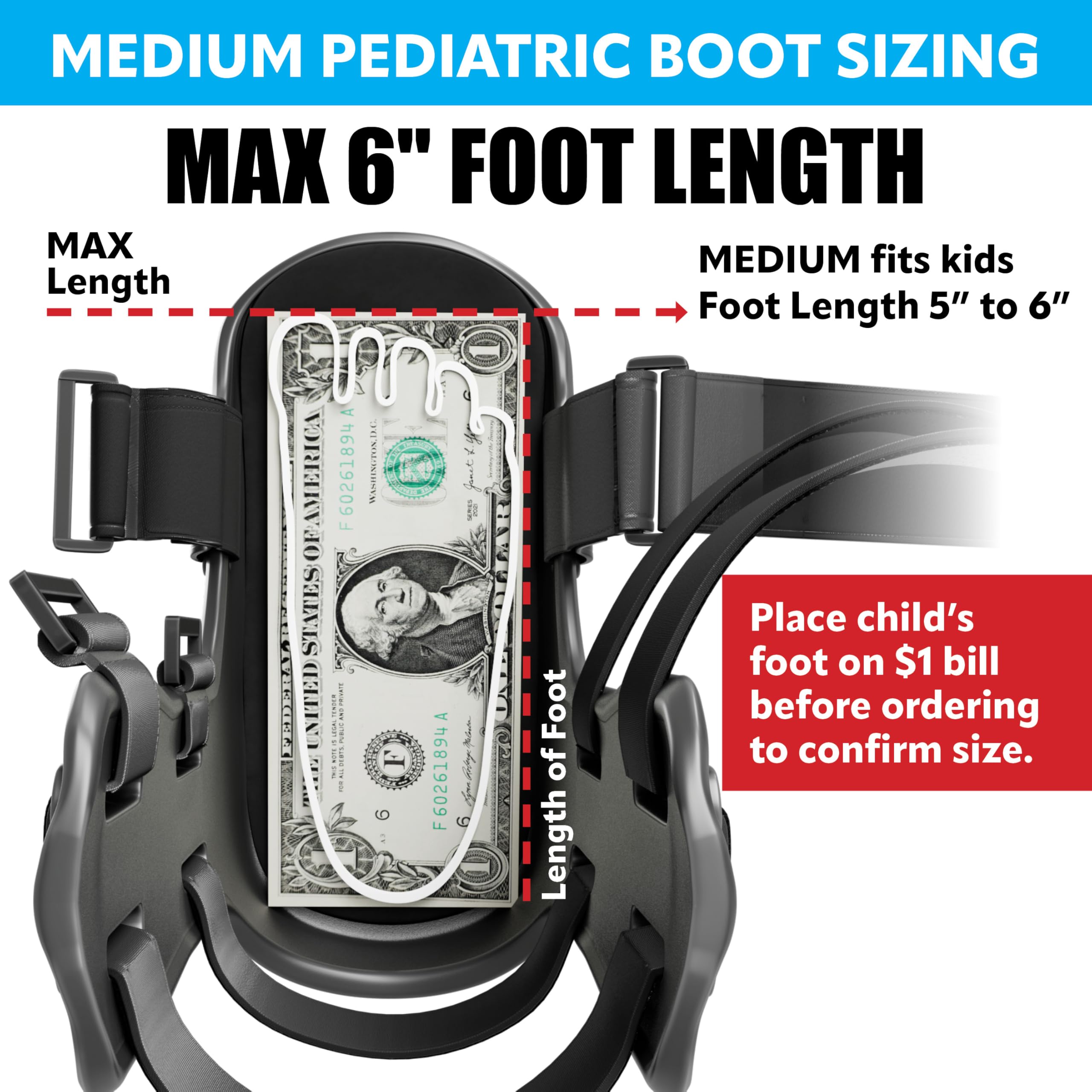 Braceapedia Pediatric Medical Walking Boot - Toddler & Kids Only, Orthopedic Foot Boot & Ankle Support Brace for Sprained Ankle - Universal Left/Right Fit - Medium Blue Liner (Fits Kids Foot Length 5" to 6 inches)