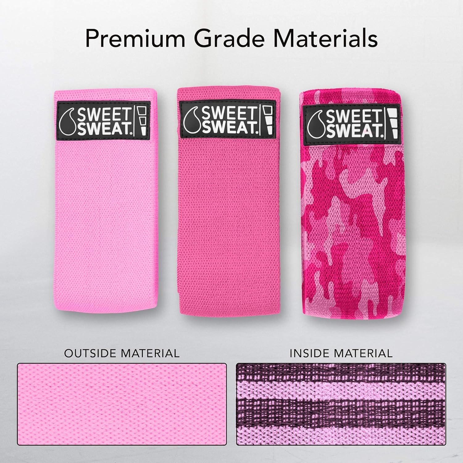 Sports Research Waist Trimmer - Sweet Sweat Waist Trimmer (Black/Pink, Medium) & 3 Hip Resistance Bands Set
