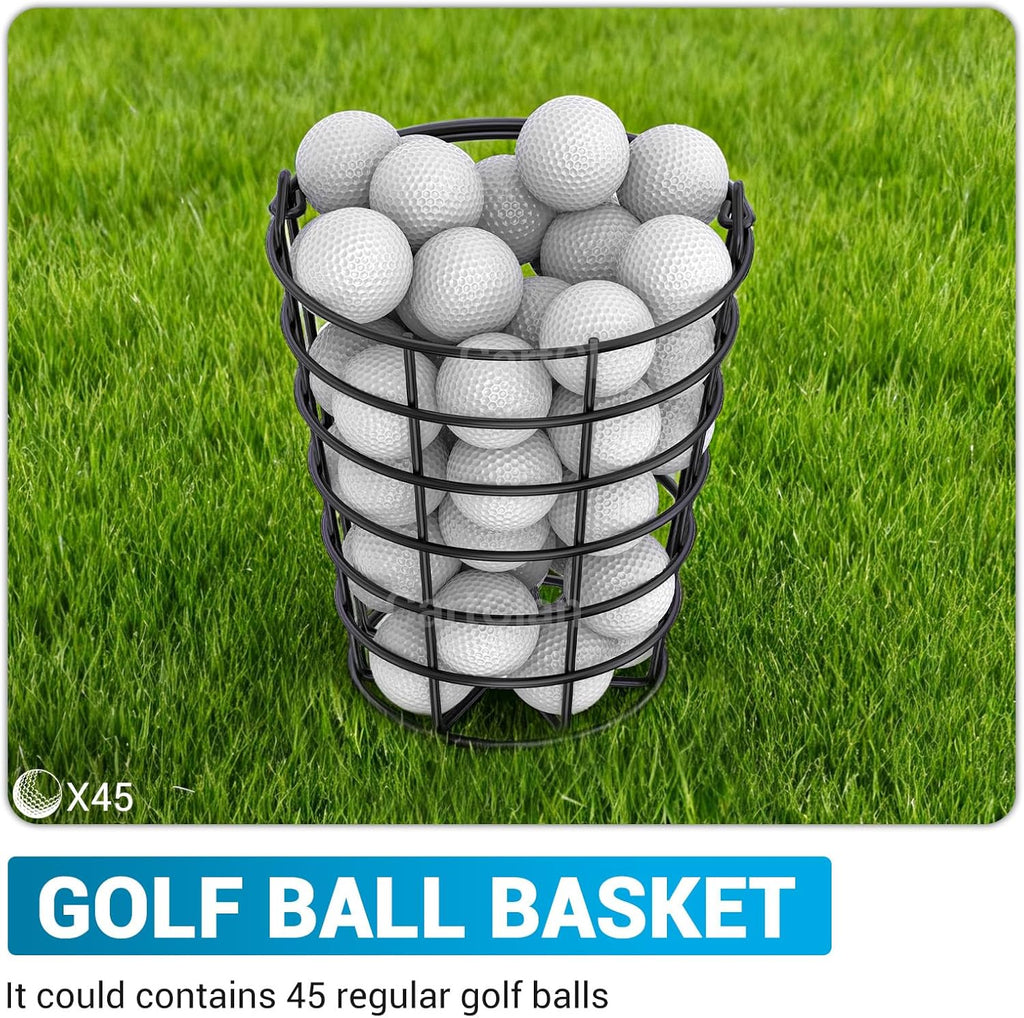 Skiennix Stainless Steel Golf Ball Basket - Durable Container with Handle | Holds Up to 45 Balls