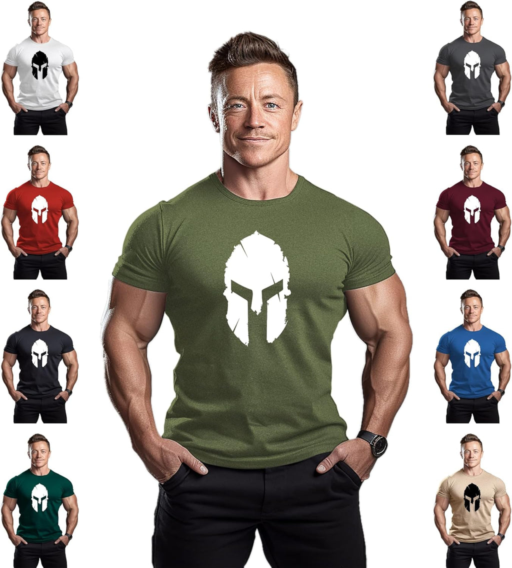 Spartan Helmet Men's Bodybuilding T-Shirt - Premium Gym Training Top for Fitness Enthusiasts