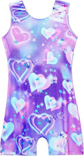 Domusgo Gymnastics Leotards for Girls - Sparkly One-Piece Pro Unitard with Shorts