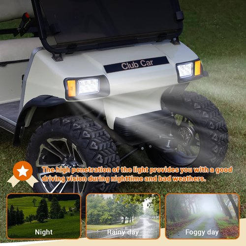 DRIVE UP Club Car DS LED Headlight Kit, 12V Factory Style LED Headlights with Adapter Wire for Club Car DS 1993-up Gas and Electric Golf Carts, OEM 101988001