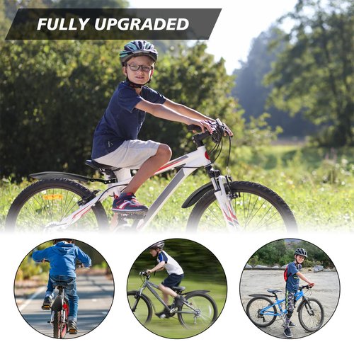 Oumers Bicycle Mudguard, Kid's Adjustable Bicycle Front and Rear Mud Guard, Portable Bike Fenders Cycling Mudguard Easy Install Bike Fenders Cycling Tires Mud Fenders Fit for 16/ 18In
