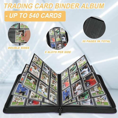 GERMUN Trading Card Binder - Premium 9 Pocket Album for 540 Cards | Double-Sided MTG & TCG Storage (Blue)
