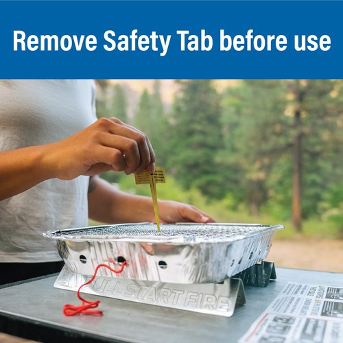 Pull Start Fire Grill | Single Use Portable Disposable Charcoal BBQ with Pull Start Matchless Ignition | Ready in 5 Min, 3 Hour Burn | Camping, Tailgating, Outdoor Cooking, No Cleanup Needed