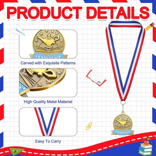 Academic Excellence Medals by [Brand Name] - 20 Pcs Gold Reading Medals with Neck Ribbons | 2.4 Inch Trophy Awards for Competitions