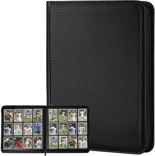 GERMUN Trading Card Binder - Premium 12 Pocket Album for 720 Cards | Double-Sided, Carbon Black