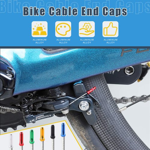 Glarks 121pcs Bike Cable End Caps & Cutter Set, 120pcs 6 Colors End Crimps with Stainless Steel Wire Rope & Aircraft Bicycle Cable Cutter Up to 5/32