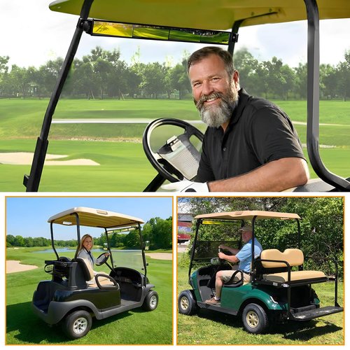No Drilling Golf Cart Rear View Mirror, 4 Panel Wide Angle Golf Cart Rearview mirror Fit for Club Car, Yamaha, EZGO True Panoramic View with No Blind Spots