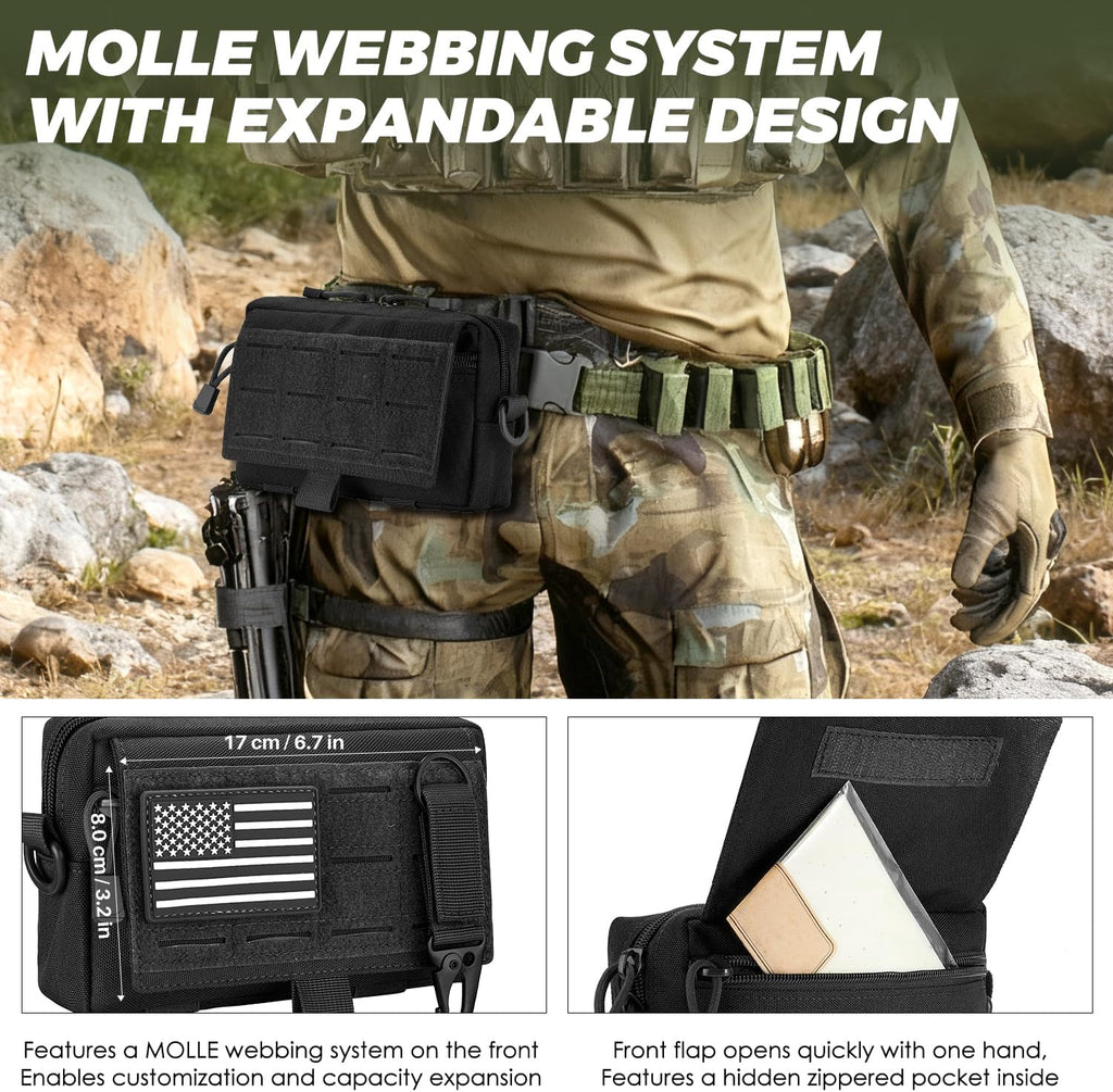 Skiennix Tactical Molle Admin Pouch - EDC Organizer with Quick-Access Zipper for Outdoor Use