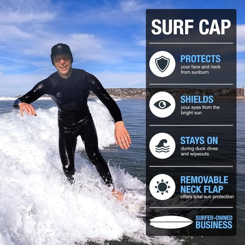 Ho Stevie! Floating Surf Cap - Protect Against Sunburn & Glare - Secure Fit with Comfy Chin Straps