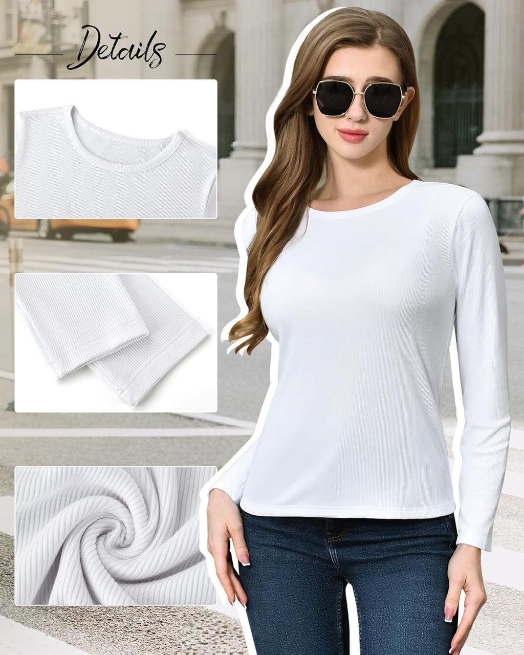 Walifrey Long Sleeve Shirts - Ribbed Knit Women's Tops for Spring Fashion | Stylish & Comfortable