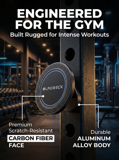 All-Aluminum Magnetic Gym Phone Holder for MagSafe and Android | Industrial N54 Magnets | Rock-Solid Mount for Squat Racks & Metal Gym Equipment | 360° Adjustable | Includes Metal Ring