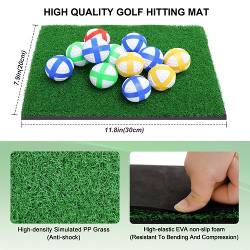 TOTOSIN Golf Chipping Game Mat, Double Sided Golf Hitting Mat,6x5 FT Golf Practice Mat Outdoor Indoor Golf Games for Adults,Score Sticky Playing Golf Balls for Home Backyard Garage Game(No Club)