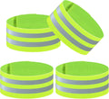 Skiennix Reflective Bands - Adjustable High Visibility Safety Straps for Running & Cycling | 4 Pack (Green)