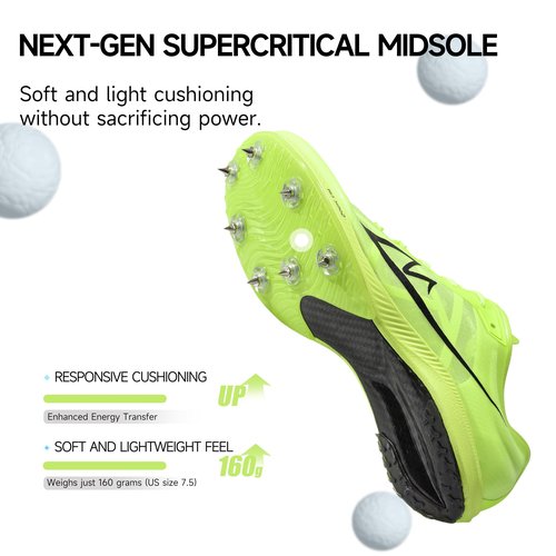 Track and Field Shoes for Men Women Kids Boys Girls Spikes Sneakers Track Race Jumping Track Shoes Professional Running Full-Length Carbon Plate Track Spikes Shoes (Green, Adult, Men, 8, Numeric, US Footwear Size System, Medium)
