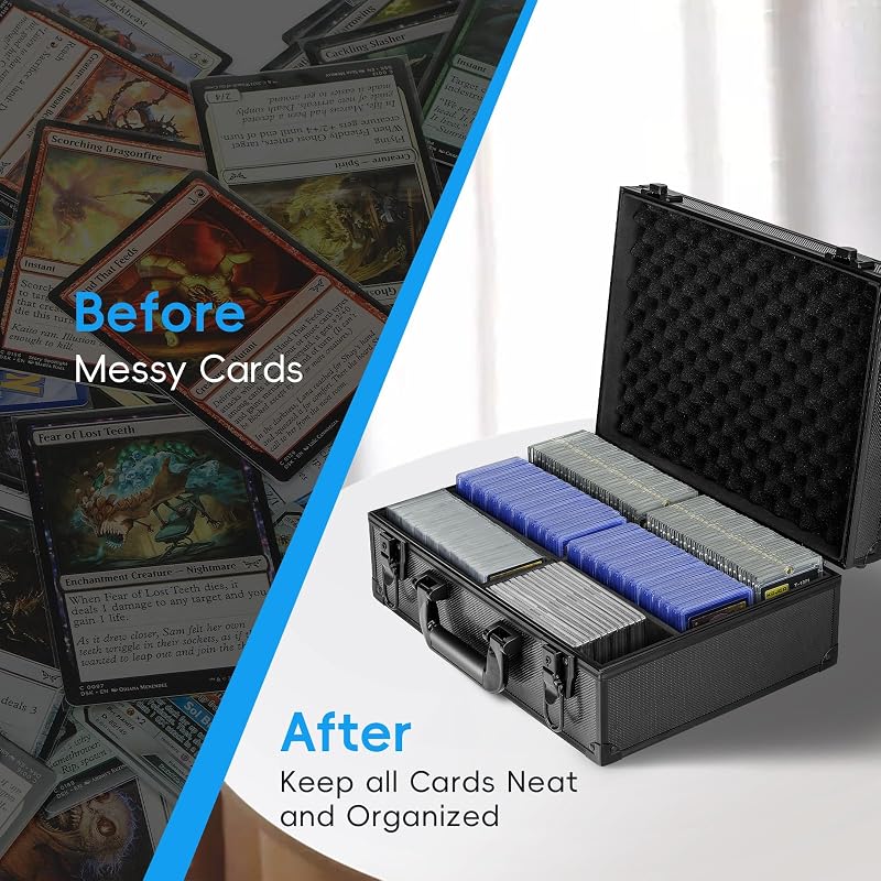 Toploader Card Storage Box 600+ Capacity, Aluminum Case for 3x4 Top Loaders with Lock