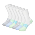 Hanes Absolute Active Cushioned Ankle Socks for Girls — White/Green, 6 Pairs, Crew (Large)