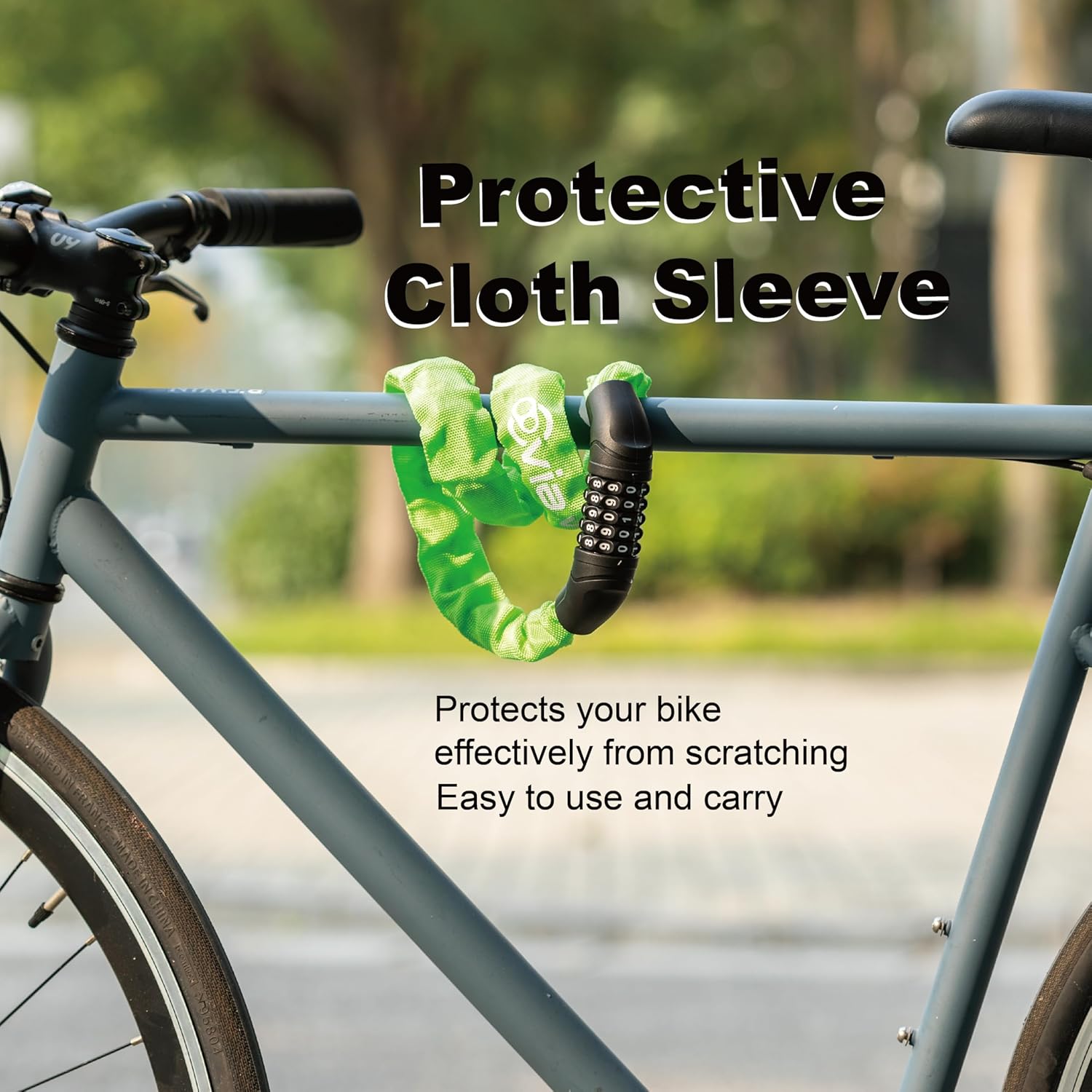 Via Velo Bike Chain Lock - Heavy Duty 5-Digit Resettable Combination Security Lock | 2.95 Ft Length for Bicycles, Scooters, and More