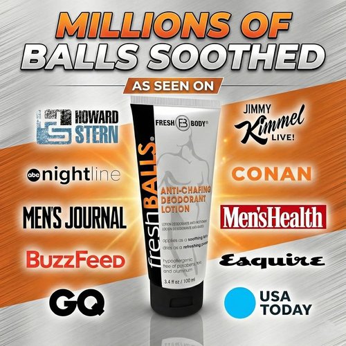 Fresh BALLS Cream - Men's Anti-Chafing Soothing Lotion | Original Comfort Powder - 3.4 fl oz