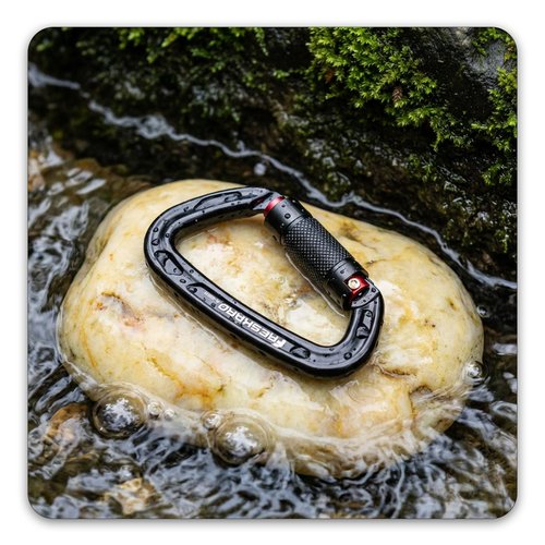 FresKaro 25kN UIAA Certified Climbing Carabiner Clips, 4inches Auto Locking, Heavy Duty Carabiners for Rock Climbing, Mountaineering with Knots Flashcards Guide, 2pack, Black