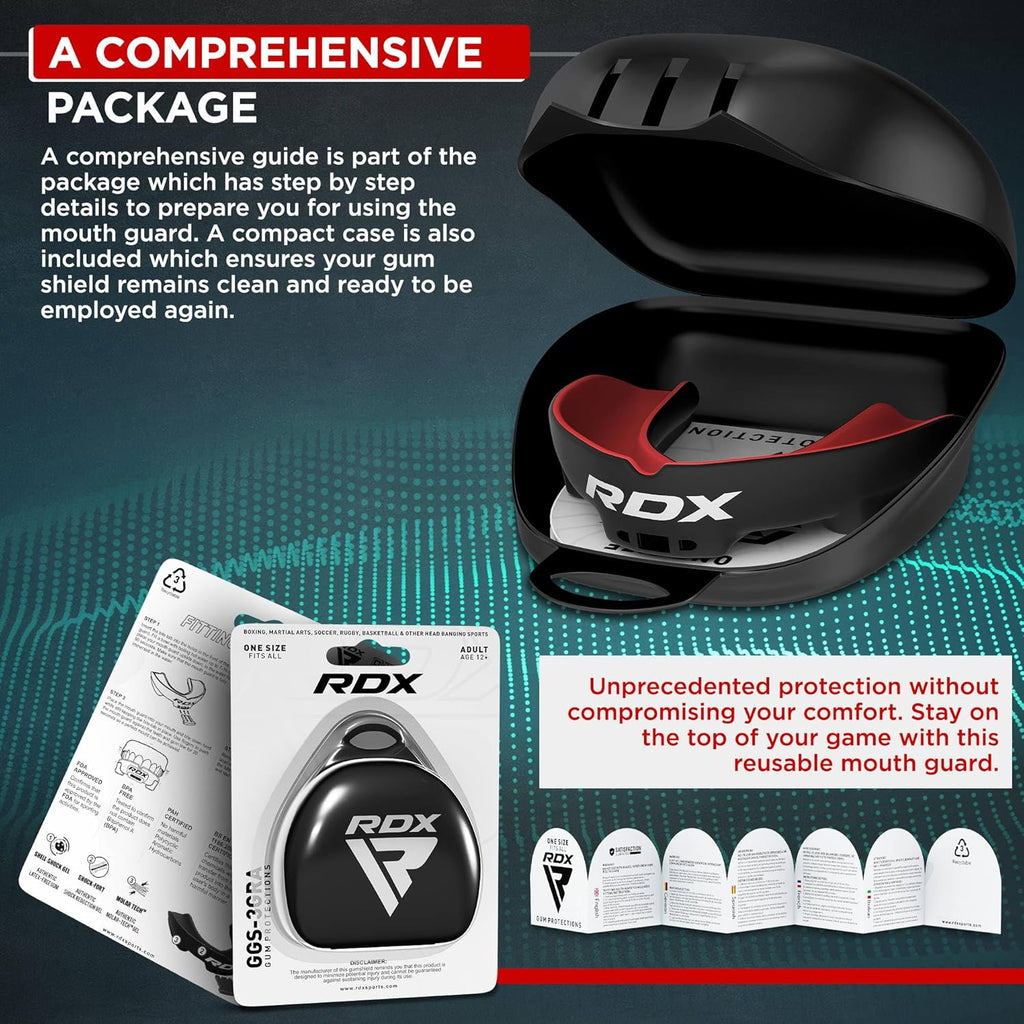 RDX Mouth Guard - Adult Gum Shield for Boxing, MMA, Kickboxing | Includes Storage Case, Perfect for Ages 12+
