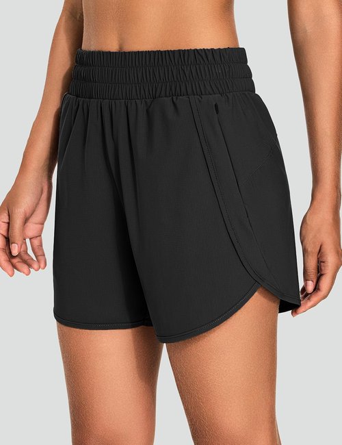 KPSUN Women's High Waisted Running Shorts - Lightweight Quick-Dry Gym Shorts with Zipper Pockets | 5" Length