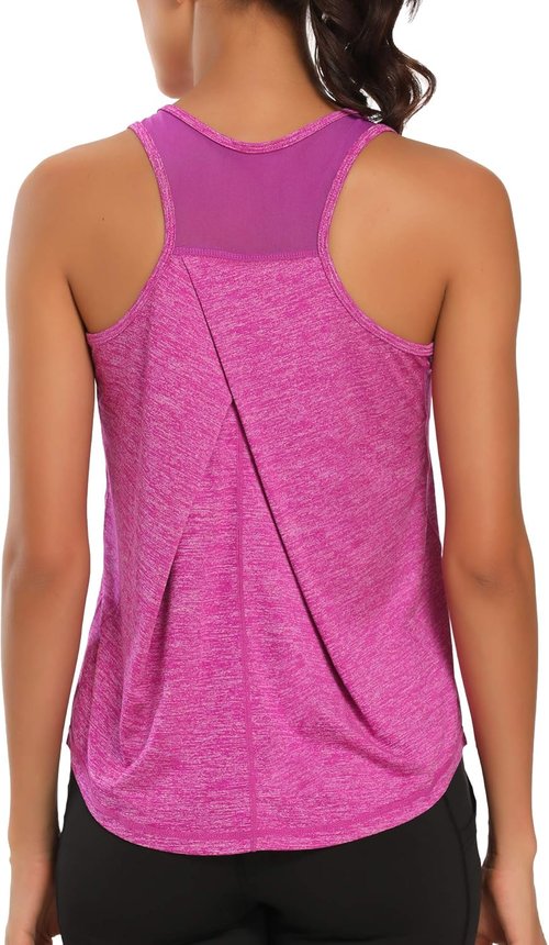 Aeuui Women's Racerback Tank Tops - Mesh Yoga Shirts for Athletic Workouts | Sleeveless Gym Apparel