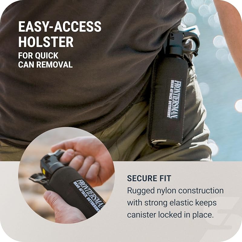 Bear Spray with Belt Holster - 9.2 oz, 2.0% CAPSAICINOIDS, 40 ft Range, EPA Registered