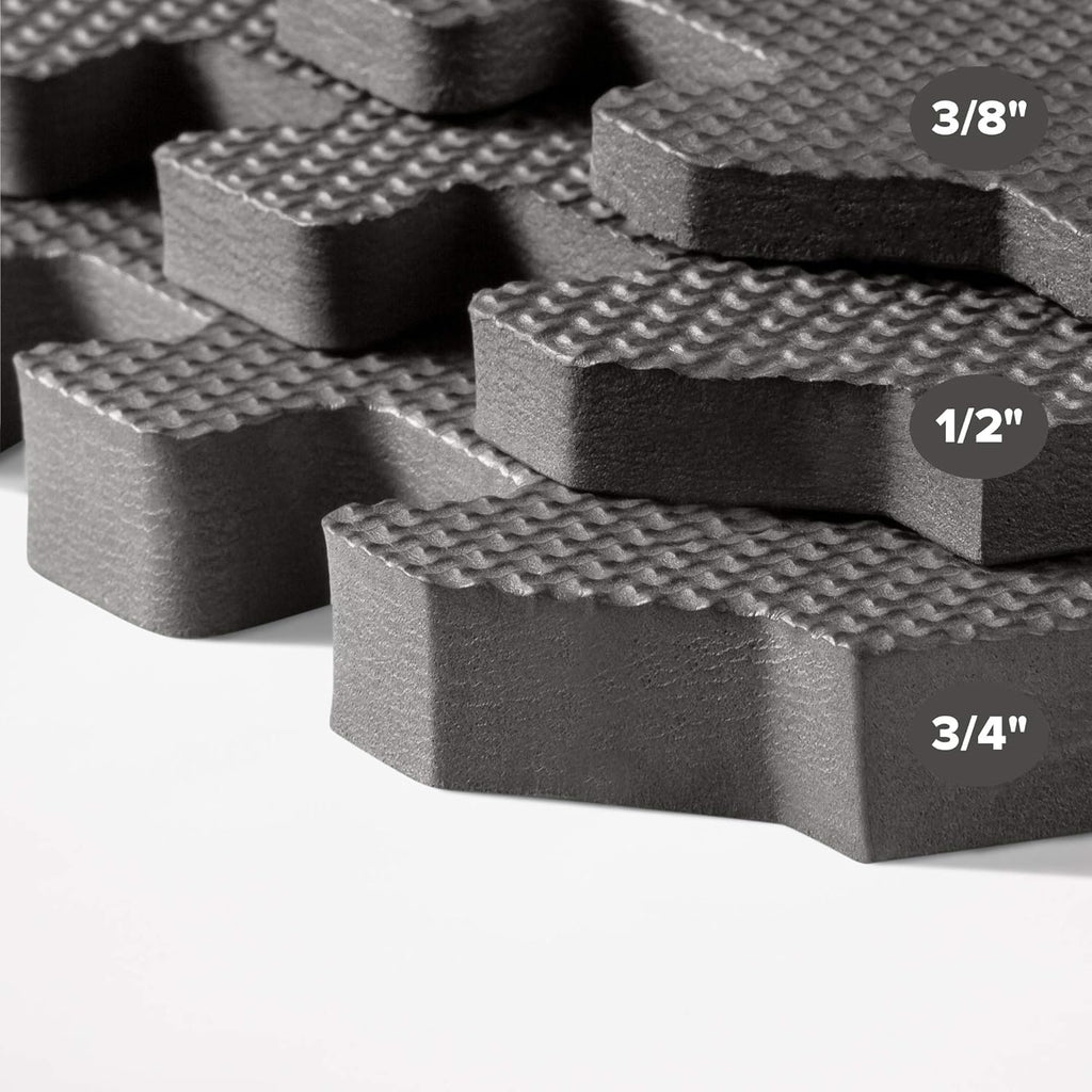 We Sell Mats Interlocking EVA Foam Floor Tiles - 1/2 Inch Thick, Charcoal Gray, 24 in x 24 in, 24 Sq Ft