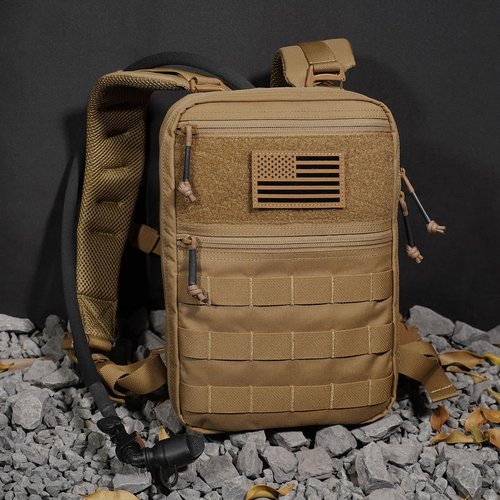 PETAC GEAR Tactical Molle Hydration Pack for 1.5L - Lightweight Water Reservoir Bag for Molle Vest Backpack, for Hiking, Hunting（CB）