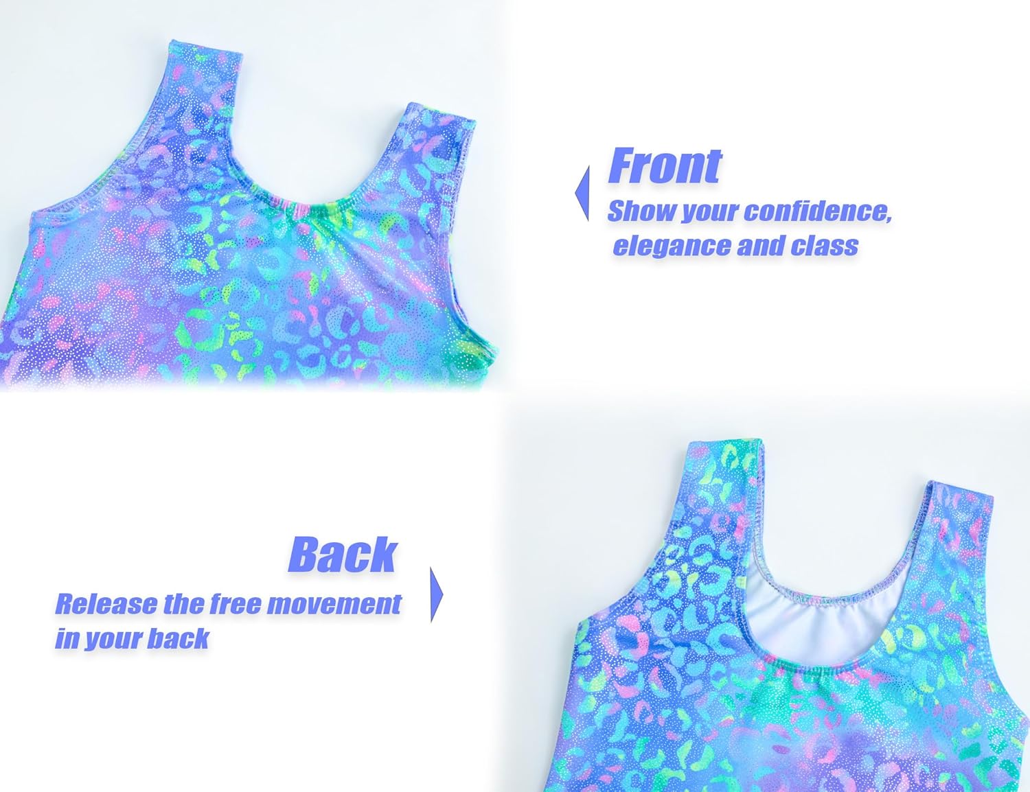 Regine Switzerland Gymnastics Leotards for Girls - Shiny Sleeveless 2-Piece Outfit with Shorts (Ages 4-12)