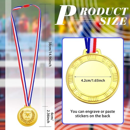 Hicarer Gold Plastic Medals - 30 Pieces, 2.36 Inch Awards for Sports, Soccer, Football & Gymnastics