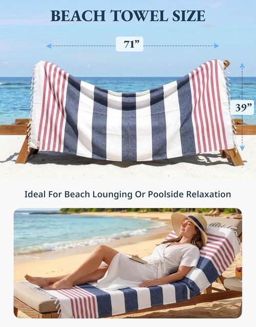 LANE LINEN Extra Large Beach Towels - 2 Pack Oversized Quick Dry, Stylish & Absorbent | 39"x71" - Old Glory Pink
