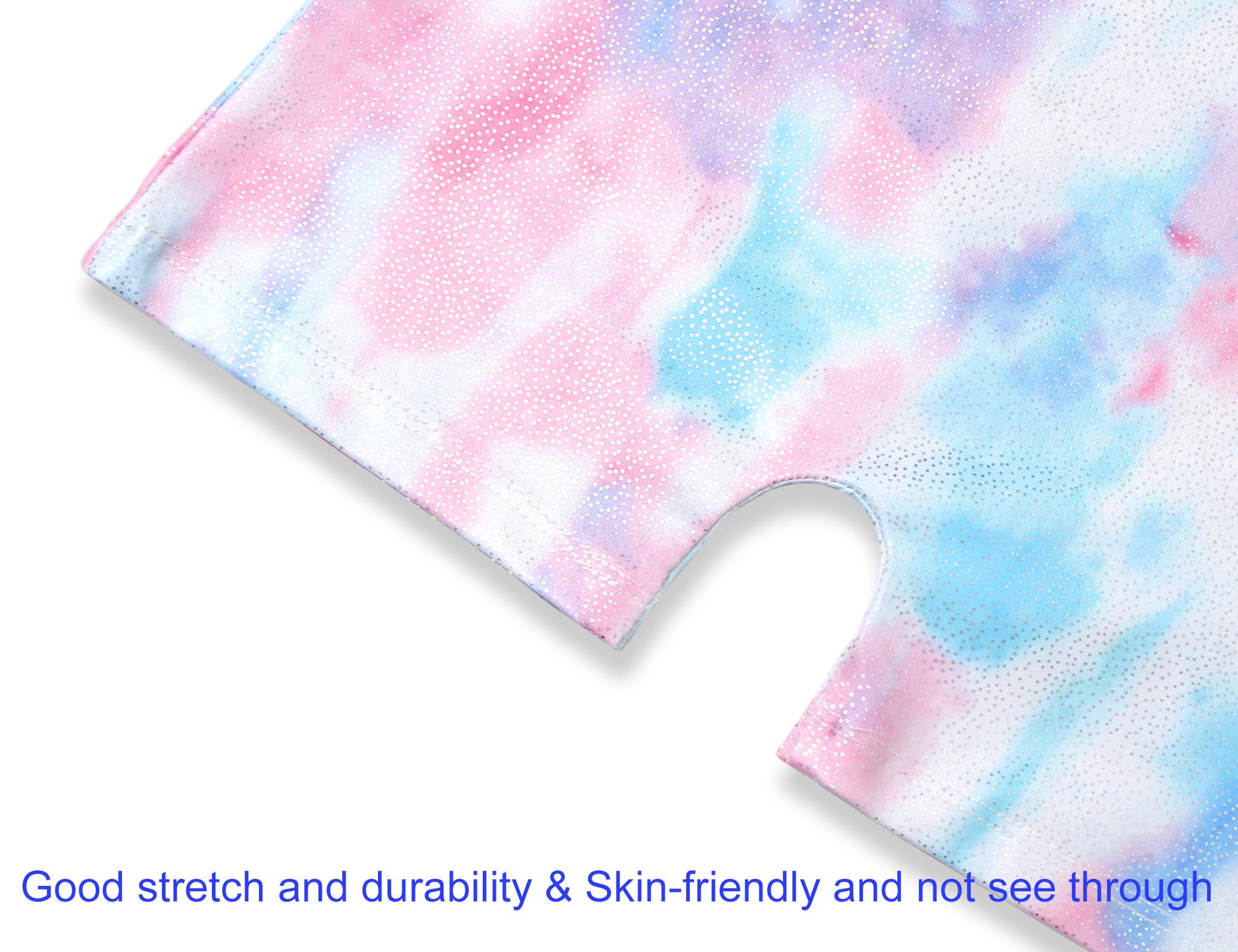 Domusgo Gymnastics Leotards for Girls Size 8 9 Years Old Sparkle Tie Dye White One Piece Sleeveless Unitard