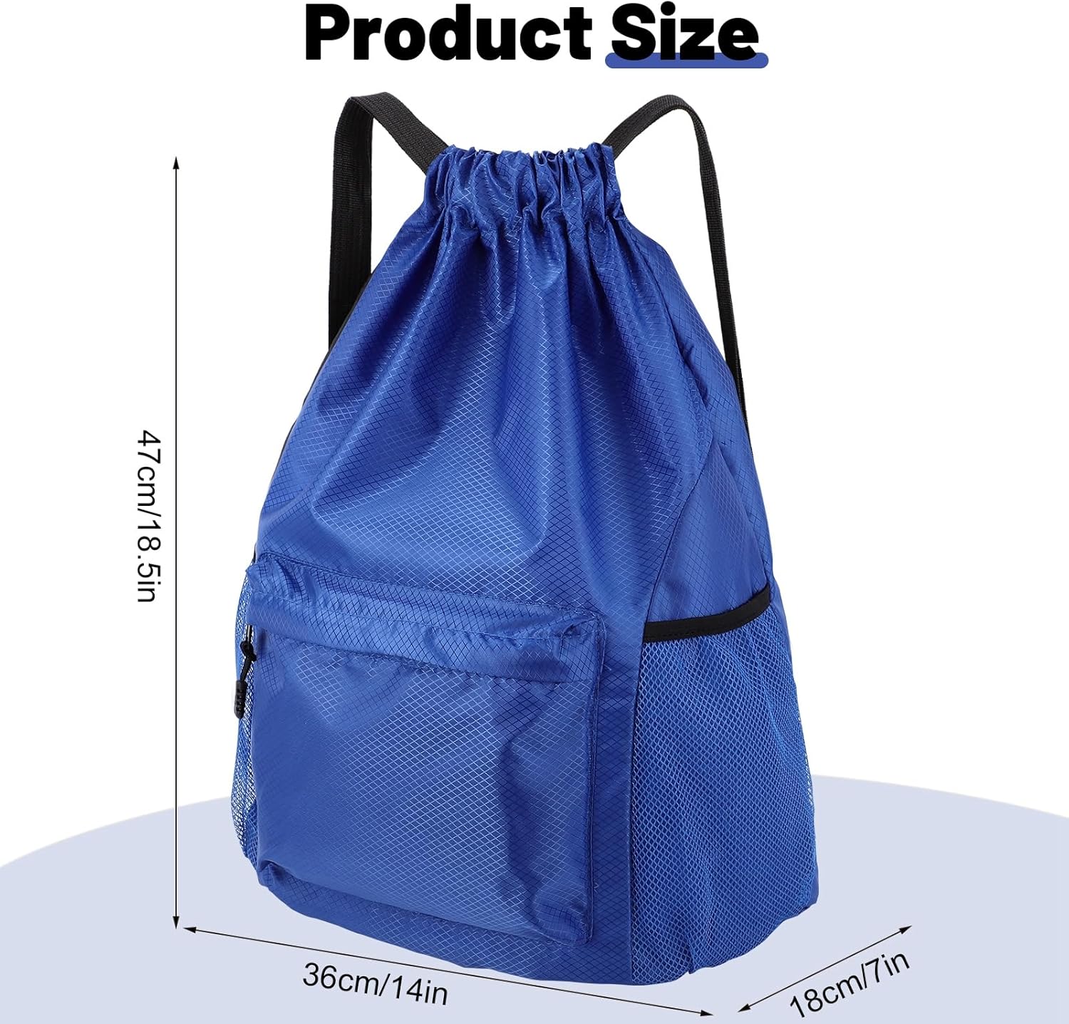 Skiennix Drawstring Backpack - Waterproof Gym Bag with Water Bottle Pocket | Ideal for Sports (Blue)