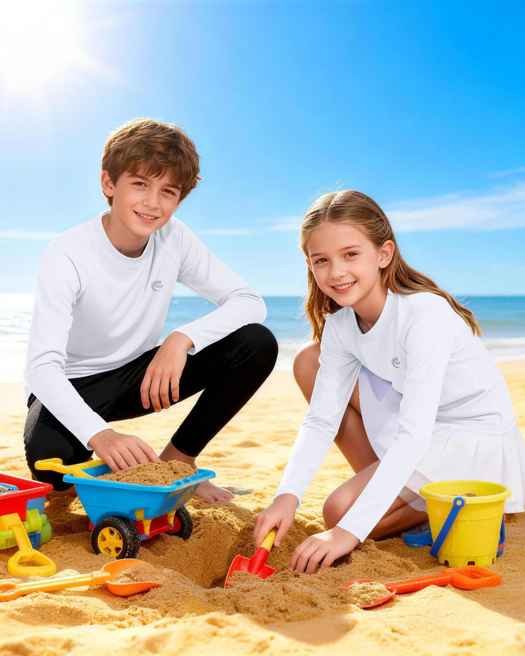 Boys UPF 50+ Swim Shirt Long Sleeve, 1 or 2 Pack UV Sun Protection Rash Guard, Youth Kids SPF Water Shirts for Beach Surf