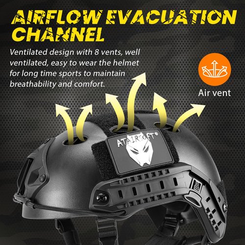 ATAIRSOFT PJ Type Airsoft Helmet Set Tactical Paintball Airsoft Fast Helmet with Cover (MCBK)