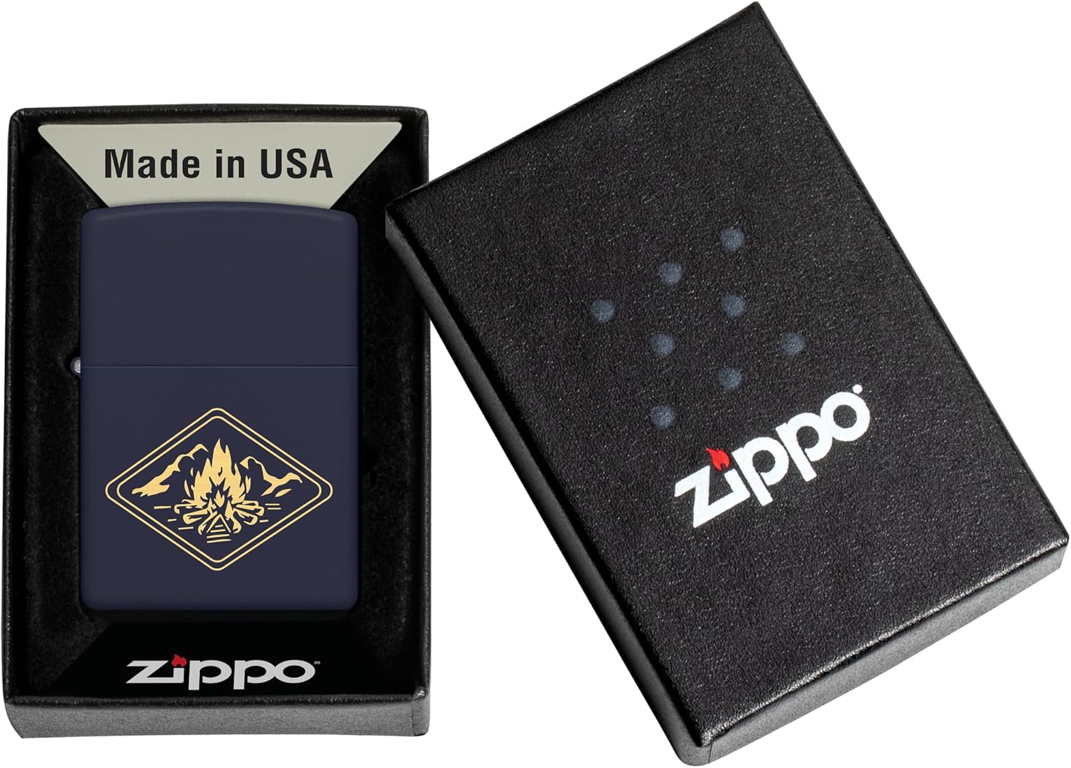 Zippo Pocket Lighter - Campfire Design | Durable & Windproof for Outdoor Use