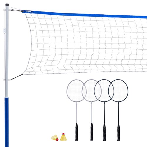 Franklin Sports Badminton Set - Complete Badminton Set with Net, Rackets + Birdies - Kids + Adults Outdoor Game Set - Portable Badminton Set - 4 Players