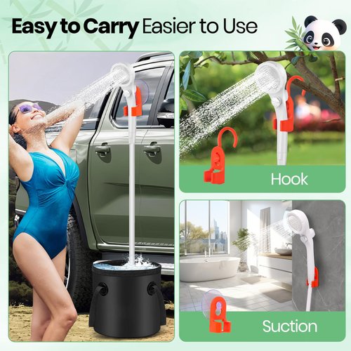 Barong Yekhna Portable Shower for Camping, 10500mAh Rechargeable Outdoor Shower with 3 Spray Modes, IPX7 Waterproof Camping Shower Pump for Hiking, Travel, Pet Bath, Car Washing