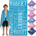 Yoke Style Personalized Beach Towels for Kids, Custom Sand Free Microfiber Beach Towel with Your Name, Customized Quick Dry Pool Towels Easter Gifts for Girls Boys Toddler